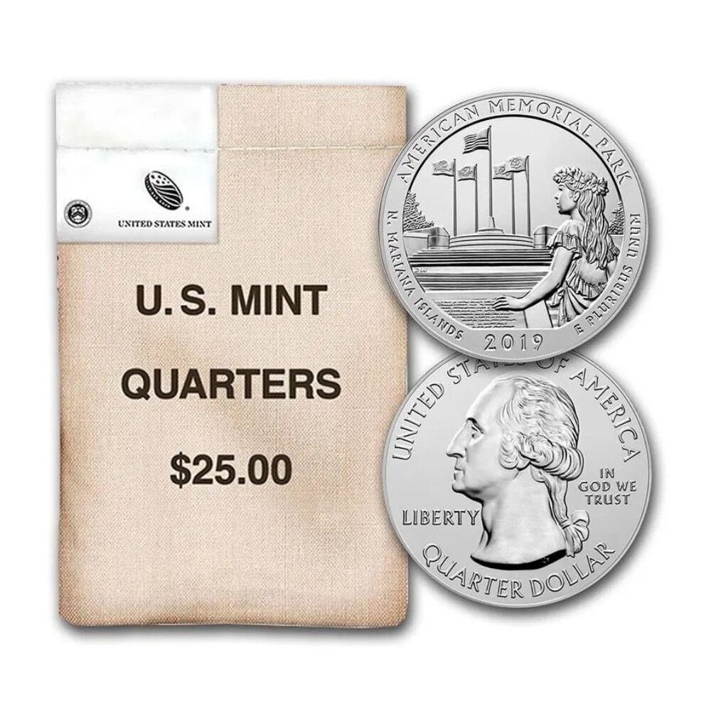 2019 U.S. Mint Quarters $25.00 Bag - America The Beautiful American Memorial Par